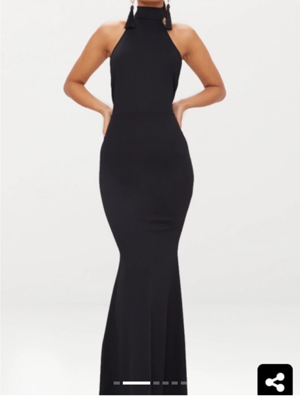 PrettyLittleThing Black Halter Neck Maxi Gown